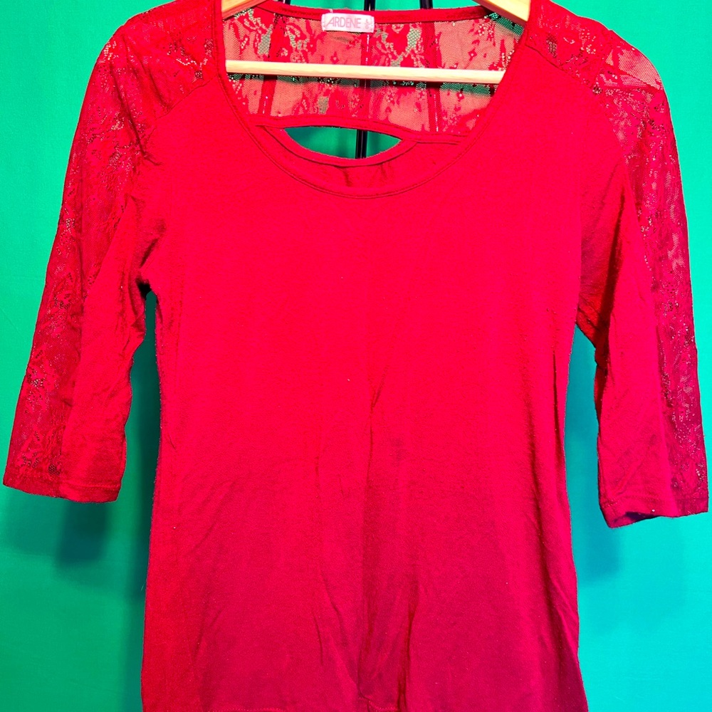 Arden M/L Open work blouse two-third Sleeve Oval Cut on the Back